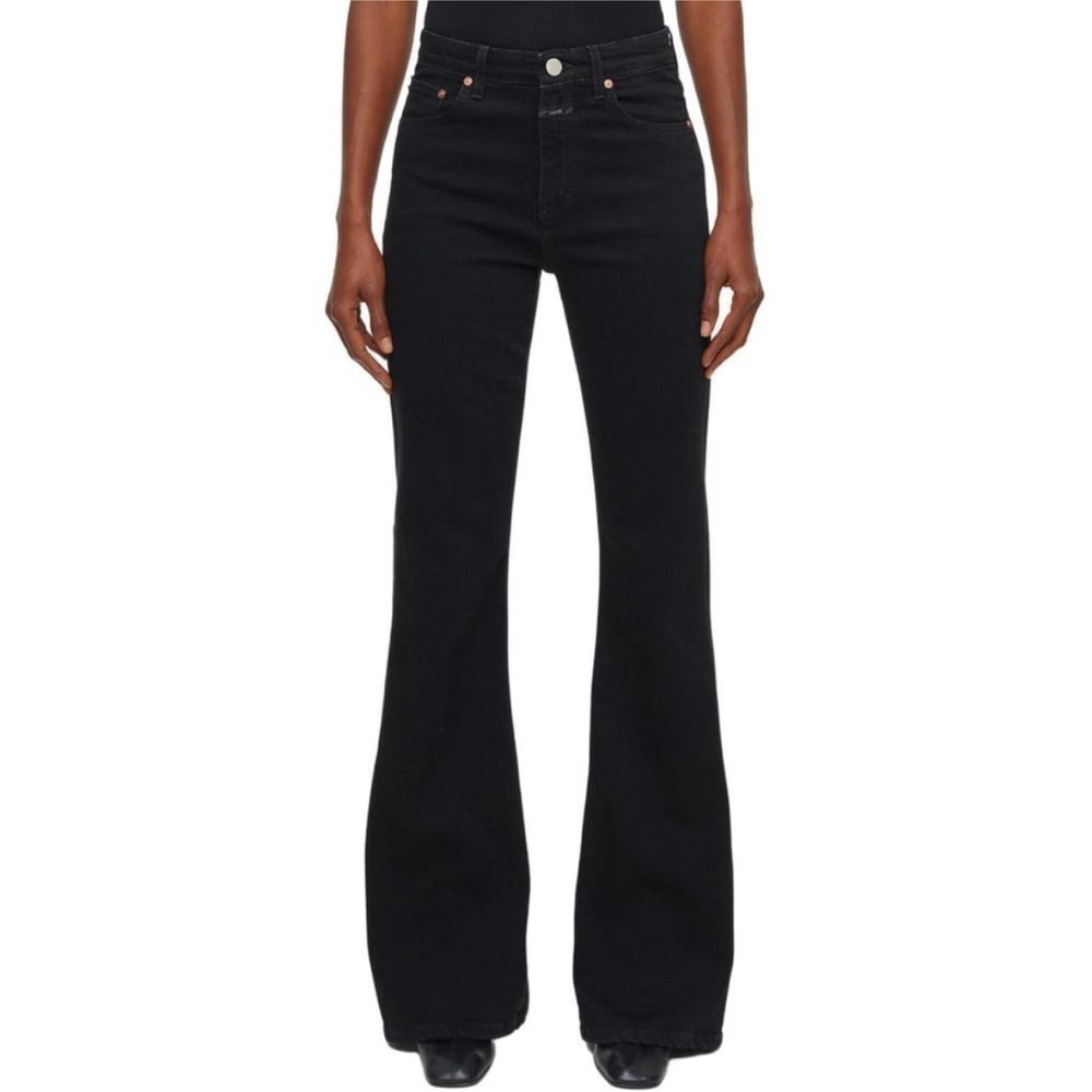 Closed Rawlin Super Stretch High Rise Flared Jeans Dark Gray Black 27